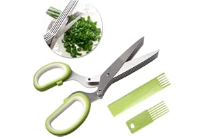 NUOSHEN Kitchen Scissor, Herb Scissors 5 Blades Stainless Steel Great Kitchen Gadgets with Cover