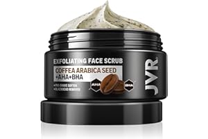 Face Scrub for Men, JVR Coffee Facial Scrub for Deep Exfoliating, Cleansing, Removing Blackheads, Ingrown Hair, Pre-shave Soften, Improve Dark Spot Acne, Facial Exfoliator for All Skin Types, 120ml