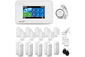 HUXGO® HXA006 Antifurto casa wireless WiFi + GSM con sirena | Kit allarme casa senza fili: 9x rilevatori di movimento, 9x sensori di allarme per finestre/porte | Allarme Casa, Appartamento
