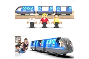 FOREVERUP Treno Elettrico per Bambini, Locomotiva ad Azione a Batteria Connessione Magnetica, ferroviari in legno giocattolo ad alta velocità, Giocattolo Regali per Ragazze Ragazzi 3 4 5 6 7 anni