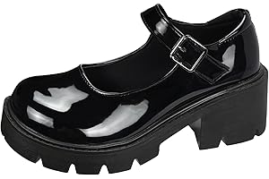 TRIWORIAE-Mary Jane Plateau da Donna Scarpe di Piattaforma con Cinturino Comode con Tacco Largo Lolita