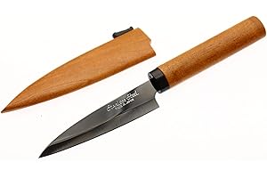 COCKTAIL7 Couteau Japonais Lame 9 cm Fourreau en Bois Special Camping Pique-Nique Couteau de table Couteaux de Cuisine fabriqué au Japon