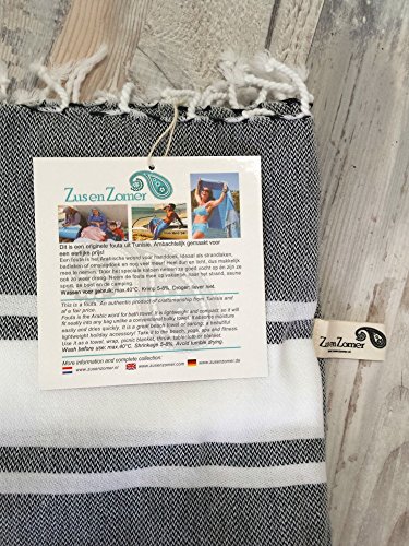 Hamamtuch XL SOL | Extra Lang | 100×200 cm | Hamam Badetuch, Strandtuch oder Saunatuch | 100% Baumwolle, handgewebt, Hochwertige Qualität | Exklusives Design von ZusenZomer (Dunkelgrau) - 3