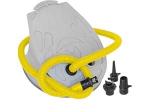 FIACVRS Bomba de aire de pie, bomba de pie portátil con 3 boquillas de aire de diferentes tamaños, inflado y desinflado rápidos, para barcos inflables, camas inflables, sofá inflable (gris)