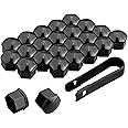 AUTOUTLET 24 PCS Black Plastic Wheel Bolt Covers 17 mm Caps Hexagonal Shape Enhance Car Wheel Finish & Prevent Corrosion for Easy Installation