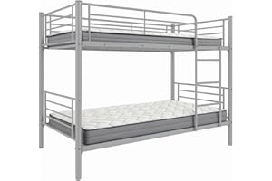 Acomoda Textil - Litera Metálica con Colchon Viscoelásticos de 90 cm. Conjunto Completo Descanso Seguro, Funcional y Moderno para Dormitorio Juvenil o Habitación (Litera + 2 Colchones de 90 cm)