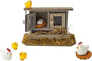 LQTSLFM Puppenhaus Hühnerstall, 1/12 Garten Miniatur Hühnerstall,Miniatur Hühnerstall Spielzeug Dekorationszubehör für 1/12 Puppenhaus Garten