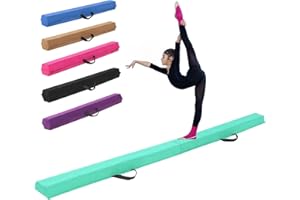 GMYPIC 240/270/300 CM Folding Gymnastics Balance Beam Kids Training Beam Foldable Floor Gymnastics Balance Beam Flocked Cloth with Carry Handles for Training Home Gymnastics Practices