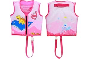 PORUPAEL Chaleco salvavidas para niños, traje de baño con cinturón de seguridad ajustable, traje de baño flotante para niños pequeños, natación, aprendizaje, flotabilidad, traje de baño para niñas