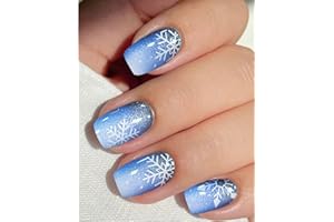 JMEOWIO Flocon de Neige Paillettes Stickers Ongles Noel Gel Nail Stickers Semi-durci Autocollant Ongle Gel Uv Deco Ongle Nail Art Design Manucure