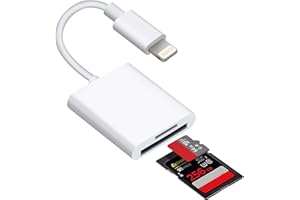 WORLDBOYU Lightning to SD TF Card Camera Reader Digital Camera SD Card Reader for Select iPhone, iPad and iPod Models (Support iOS 14 and Before), Trail Game Camera Viewer, No App Required White1