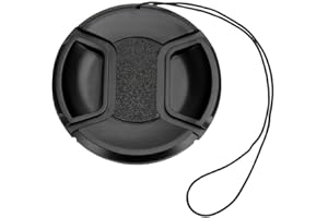 BOWONG Universal Center Pinch Snap-on Front Lens Cap 40.5mm 46mm 49mm 52mm 55mm 58mm 62mm 67mm 72mm 77mm 82mm For Canon Nikon Sony Pentax Olympus Fuji Camera with String (67mm)