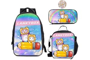 AII Lover 3Pcs Anime Game Backpack Set with Stickers,16in 3D Printed Cartoon School Bags for Elementary and Middle School Students and Game Fans Teens Birthday Gift. (E)