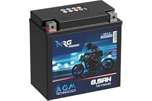 NRG Premium YB7-A AGM Motorradbatterie 8,5Ah 12V 150A/EN Batterie 50813 12N7-4A auslaufsicher wartungsfrei ersetzt 8Ah