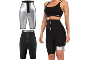 XIYAO Pantalon de Sudation Femme avec Poche Taille Haute Short Sudation Sport Pantalon Sauna Amincissante Legging Anti Cellulite Minceur pour Jogging Fitness Yoga Gym pour Perdre du Poids