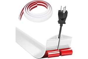 Hengrongshen Cache Cable Sol, Petit Canal de Câble Flexible, 1M x 3cm Protege Cable Sol, Goulotte Passe Cable Sol Silicone, Cache Fil Électrique Sol Auto-Adhésif pour Tous Les Câbles(Blanc)