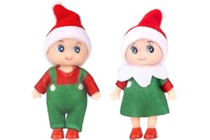 POPOYU 2 szt. świątecznych mini elfów, małe elfy lalki - bezczelny elf akcesoria, bliźniaki Boże Narodzenie tradycja nowość zabawki, prezenty świąteczne i noworoczne