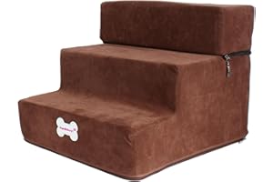 GIMOCOOL Escalier pour Animaux de Compagnie, Escalier pour Chien 3 Marches, Amovible et Lavable, Rampe Chat pour Les Lits de Haute et Canapé, 3 marches pour Petits Chiens et Chats