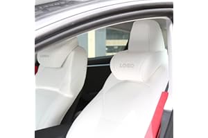 Ywooon Almohada Mejorada para reposacabezas de Coche, de Piel Blanca, Suave, para Tesla Model Y Model 3 Model X Model S, Almohada de Cuello de Espuma viscoelástica para Asiento de Coche, Soporte para