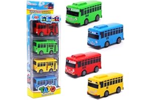FCXVXCL Mini Bus Spielzeug,4 Stück Mini Pull Back Spielzeugautos, Kleine Bus Spielzeug, Buses Modell, Spielzeugauts Set für Freunde und Kinder 9cm