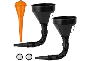 XINSHENG Large Car Fuel Funnel for Petrol, Plastic Funnel Set Auto Universal Long Mouth Funnel Portable Gasoline Engine Funnel with Detachable Attachments filter for Motorcycle Car Farm Machine Automotive