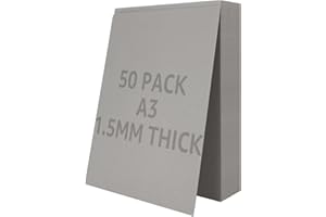 CYEER A3 Greyboard 50 Sheets, 1500 Micron A3 Mount Board, Double-Side Grey Board Cardboard Recycled Card Backing Board Model Making Presentation Board, Thick 1.5 MM