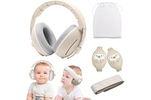Homirty Protège-Oreilles Bébé Enfant - Casque Anti-Bruit 25dB pour Nourrissons 0-4 Ans - Réglable et Léger avec Bandeau Anti-Dérapant - Idéal pour Avion, Fêtes & Voyages