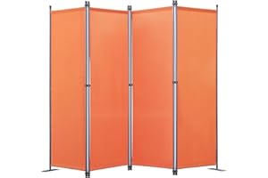 Angel Living Foldable Room Divider 4 Panels Freestanding Screen Wall Room Divider Partition for Offices, Balcony, Bedroom, Outdoor Garden 224 x 165cm Terracotta
