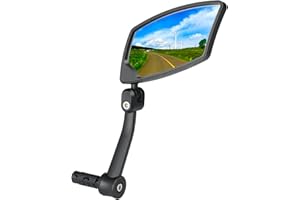 BriskMore Nuevo espejo de manillar para bicicleta, resistente a las explosiones HD, espejo de cristal transparente seguro, espejo giratorio ajustable, espejo retrovisor, espejo de bicicleta para el