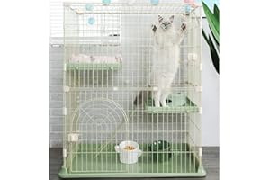 XRMXF 3-Tier Cat Home Cat Cage Playpen,Cat outdoor enclosure Cat kennel Cat Houses in Pet Supplies Training Play, Small Animal Cage, 2 Entrances, 76 x 50 x 90 cm, Green