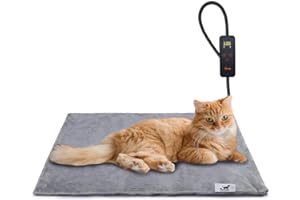 Toozey Katzen & Hund Heizmatte Innen 45 * 40cm, Timing & Temperatur Einstellbar Sicher Elektrisch Haustier Heizdecke, Weicher Wärmedecke für Neugeborene/Klein/Altere Katze und Hund, Grau - S