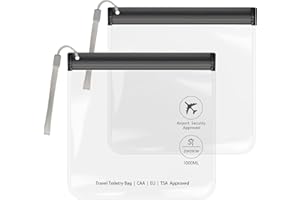 SLIJAR Lot de 2 Trousses de Toilette Transparentes pour Voyage Avion,Pochette Étanche TSA 20 x 20 cm,Sac Transparent Cabine,Accessoire Voyage Femme/Homme,Kit Avion Liquides,Sachet Zip Réutilisable