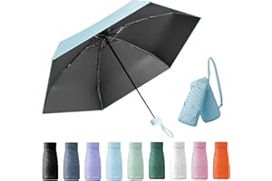 Wydexint Compact Umbrella, Donna Pieghevole Portatile, Ombrello Piccolo, Mini Ombrello, Ombrello Sole Anti Uv, Con Scatola Porta Capsule, Impermeabile e Antivento, Sia Per Uomo Che Per Donna