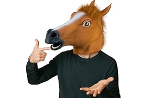 BONHHC Máscara de Caballo Realista, Mascara de Caballo Latex, Divertida Mascaras Animales Para Halloween Disfraz de Fiesta Carnaval Cosplay - Tamaño Universal