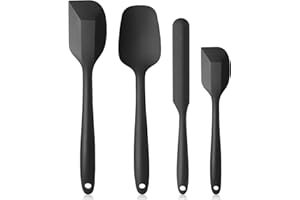 Vicloon Silikon Spatel & Teigschaber 4er Set, Silikon Spatel Set Küchenutensilien zum Backen, Silikon Spachtel Hitzebeständige bis 500°F, Flexibler Hitzebeständig Antihaft Silikon spatel(Schwarze)