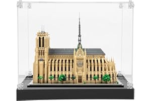 iCUANUTY Vitrine acrylique pour Le-go Architecture Notre-Dame de Paris 21061/42670, rangement et organisation antipoussière, dimensions 46 x 30 x 36 cm