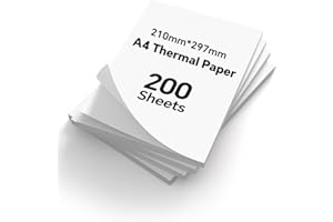 200 Sheets A4 Thermal Printer Paper, 210X297mm MT610 Thermal Paper, Compatible with PRT/iDPRT/HPRT Portable Printer and Other Brands Thermal Document Printers