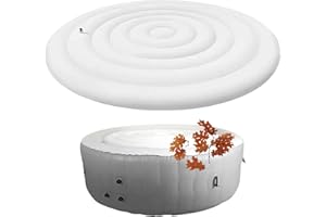 CDPTD Pokrowiec na wannę z hydromasażem, nadmuchiwana pokrywa, 145 cm, 165 cm, wiatroszczelna i odporna na deszcz, okrągła osłona do wanny z hydromasażem z uchwytami, energooszczędne pokrowce do spa