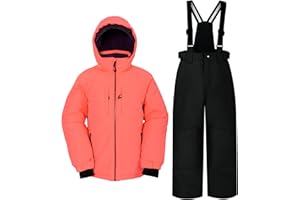 NORDOIS POUTINE Mädchen Schneeanzug mit abnehmbarer Kapuze, Skianzug, extra warm, Winteranzug