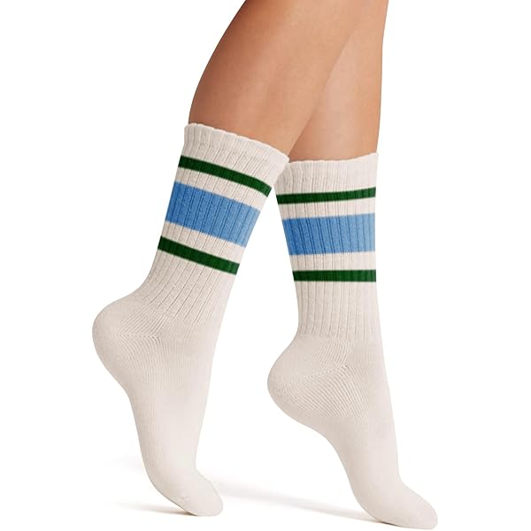 Zuimei Lot de 6 paires de chaussettes de sport rayées pour homme