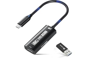 Guermok Scheda di acquisizione video USB 3.0 4K con PD 100W, 4K a 60FPS o 2K a 144FPS HDMI a USB-A/C scheda di acquisizione per streaming, funziona con Pad, tablet, MacOS, Switch2/1, laptop, PC