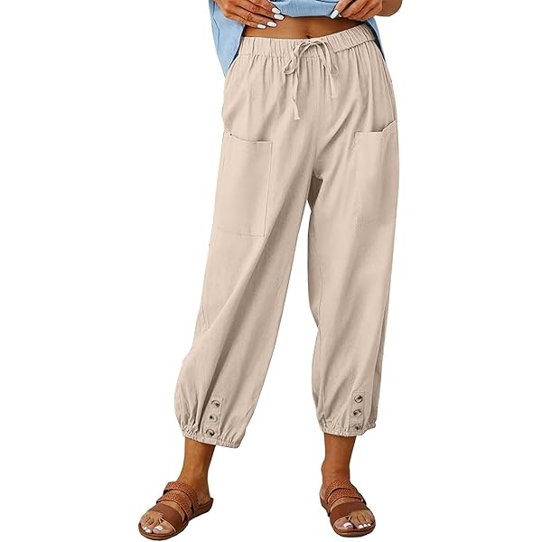 Dames linnen broek zomer broek 7/8 lichte wijde pijpen broek