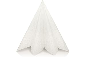 GRUBly® Servietten HOCHZEIT in Weiß, 40 x 40 cm, 1/4 Falz, 50 Stück – elegante Airlaid-Servietten mit Ton-in-Ton Ornamentdesign – stilvolle Tischdeko für Hochzeit & Festlichkeiten