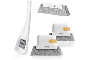 GENERICI Brosse de nettoyage pour fenêtre avec suceur plat - Outil de nettoyage créatif pour rainures de porte et fenêtre - Pour tous les coins et espaces - Jaune