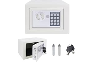 HONI Small Safe, Electronic Safe 4.6L Digital Security Safebox For Home with Two Emergency Overide Keys and and Password, for Home Office Hotel Money Document Jewelry Passport, White