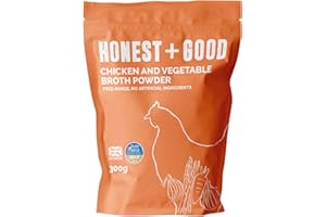 Honest + Good Chicken & Vegetable Bone Broth Powder - 300 g | 1 Month Supply | UK Made Gold Award Winner | Made With Free Range Chicken | Type II Collagen & Protein Promote Hair Skin Nail & Gut Health