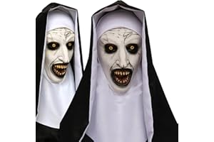 Aofonchy Mascara Halloween, Mascara de Monja Látex Terror con Pañuelo, Máscara de Monja Realista, Máscara de Monja de Espeluznante Cabeza Completa para Accesorio de Disfraz de Halloween