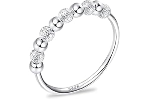 UICCVOKK Spinner Bead Ringe Anxiety Ring 925 Sterling Silber Fidget Ring mit gefrosteten Perlen Angstringe für Angst Zappeln Stapelring für Angst Stressband Ring Angstringe