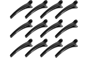 UXCELL sourcing map Pc 12 Broches Plastique Noir Dents Alligator Clips Cheveux Archets