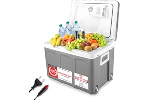 ‎TZS FIRST AUSTRIA TZS First Austria - Kühlbox 45L elektrisch 12V 230V Anschluss für Auto & Steckdose - Thermoelektrische Cool Box kühlt & wärmt - Mini Kühlschrank mit Rollen - Für Camping, Festivals, Reisen - Grau